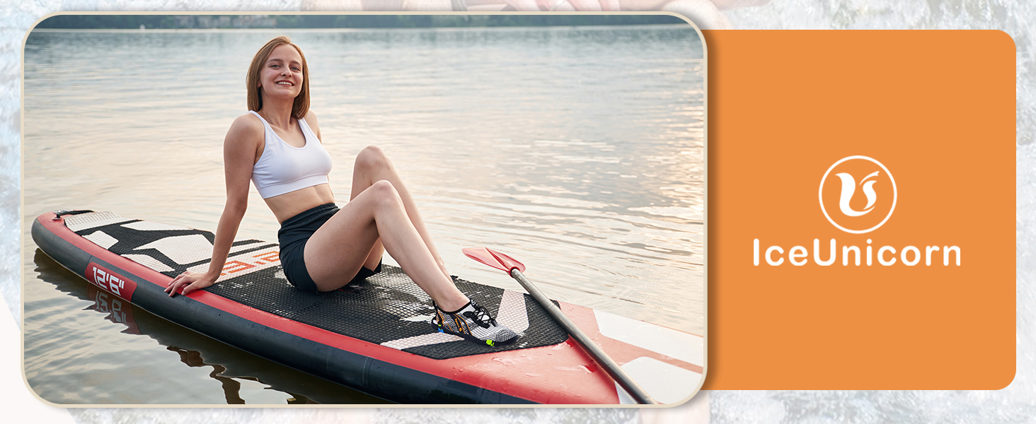 Шкарпетки для плавання IceUnicorn: аквашузи для жінок та чоловіків, швидко сохнуть, для серфінгу, 43 EU, білі та помаранчеві