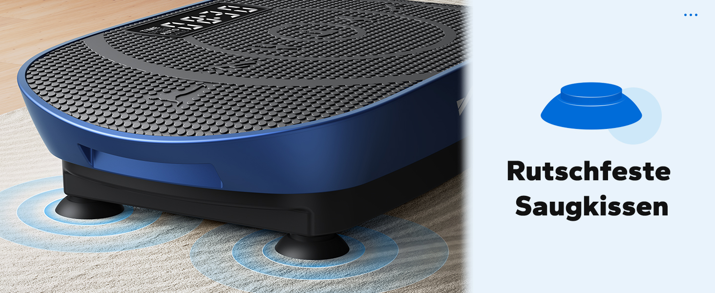 Вібраційна платформа MERACH для формування тіла та розслаблення, тиха та компактна, з LED-дисплеєм, зручним силіконовим покриттям та пультом дистанційного керування (блакитна)