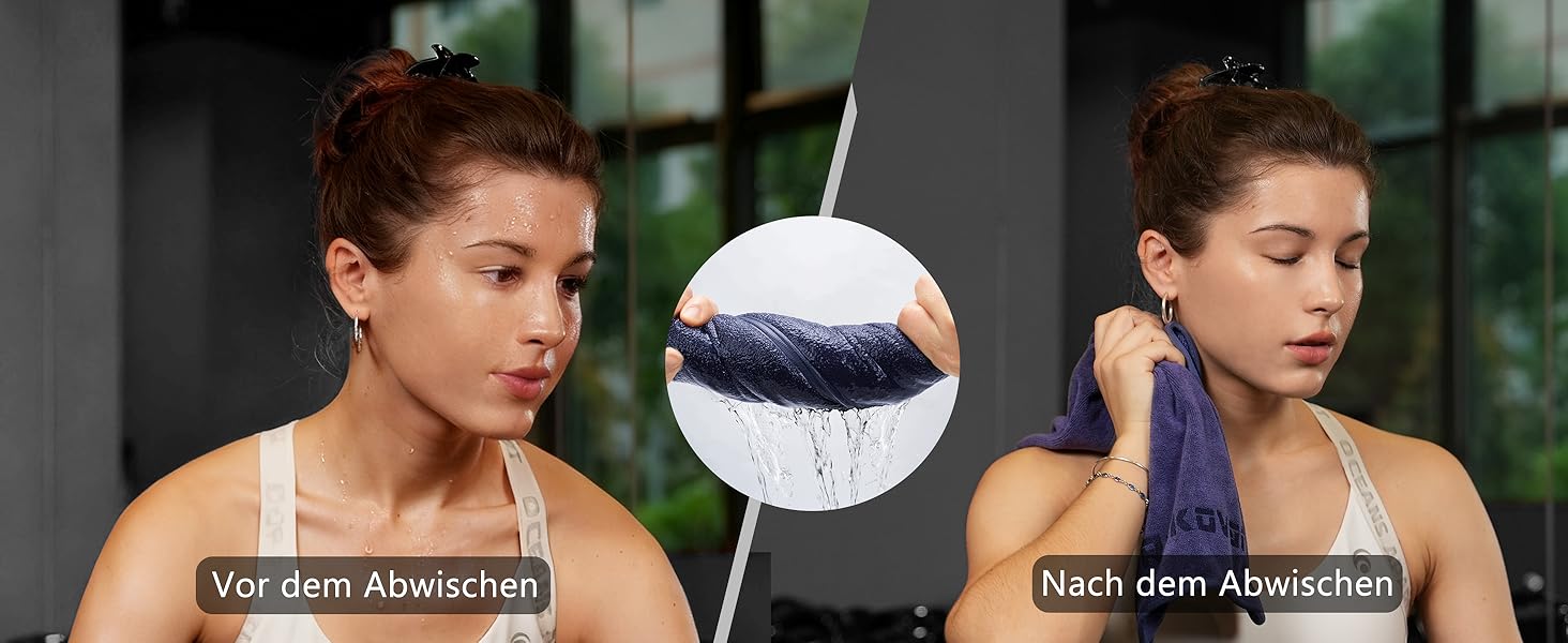 Набір рушників для фітнесу - великий 135×50 см з кишенею на блискавці & спортивний рушник 100×30 см - з високоякісної мікрофібри, швидковисихаючий та м'який - з мішком для зберігання - для спортзалу, тренувань, йоги, фітнесу. Глибокий фіолетовий колір