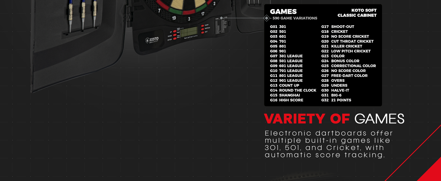 Кабінет електронний дартс, 6 дартсів, 32 гри