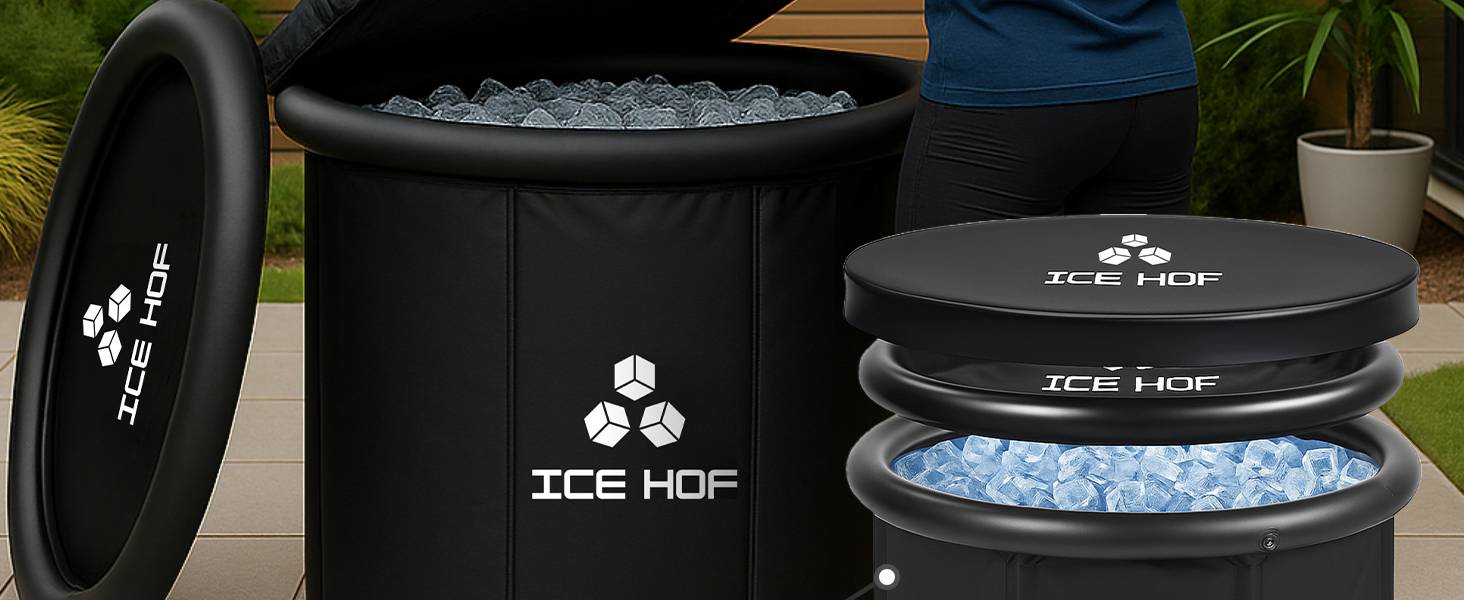 Кріованна Ice Hof® для загартовування та відновлення 400Л, версія 2026, Ø80x80 см — велика ванна для льодяної терапії (Cold Plunge) для дому та вулиці