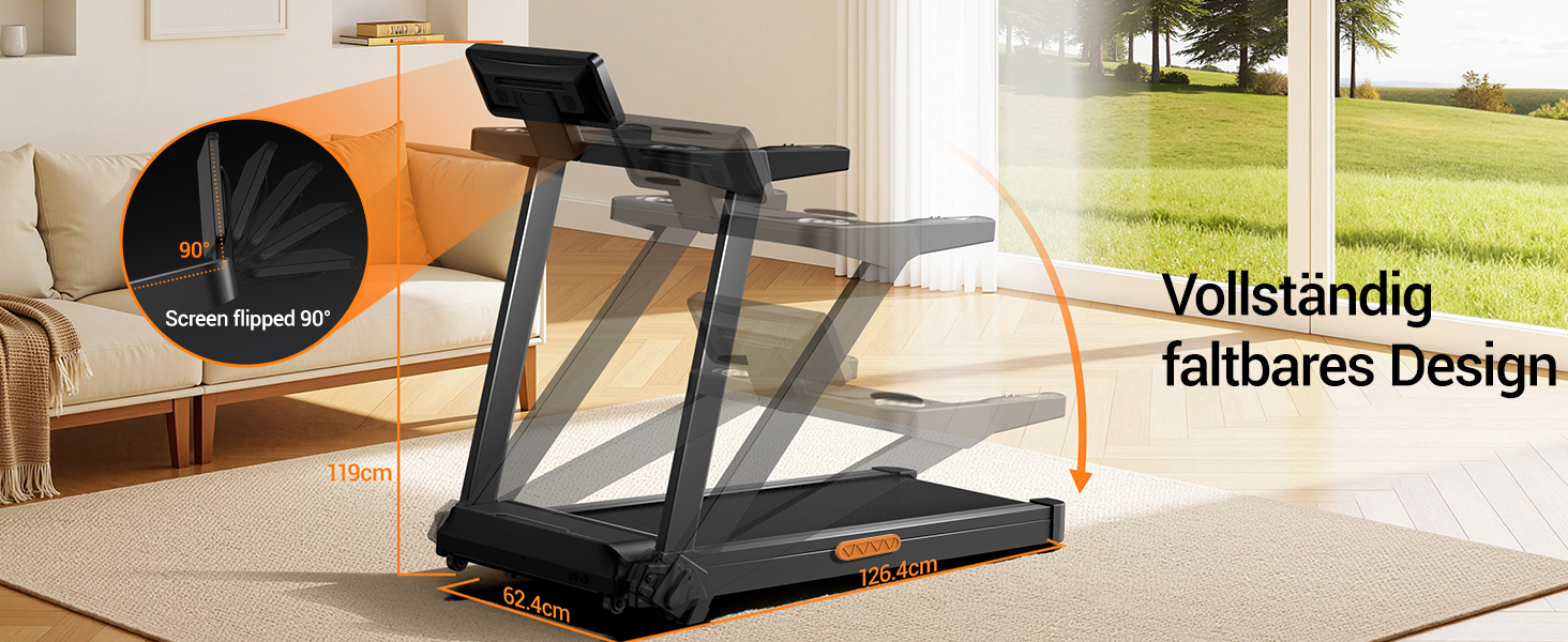 Бігова доріжка для дому LONTEK: складана, з нахилом 16%, швидкість до 14 км/год, мотор 3.5 к.с., пульсометр, LED-дисплей, макс. навантаження 180 кг, чорна