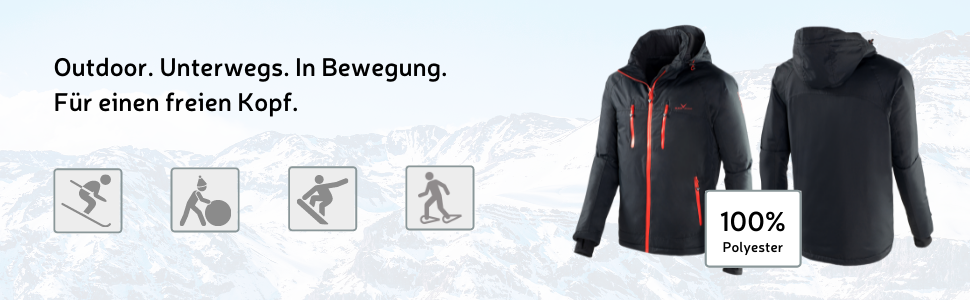 Чоловіча лижна куртка Black Crevice: чорний/червоний, водонепроникна, з капюшоном