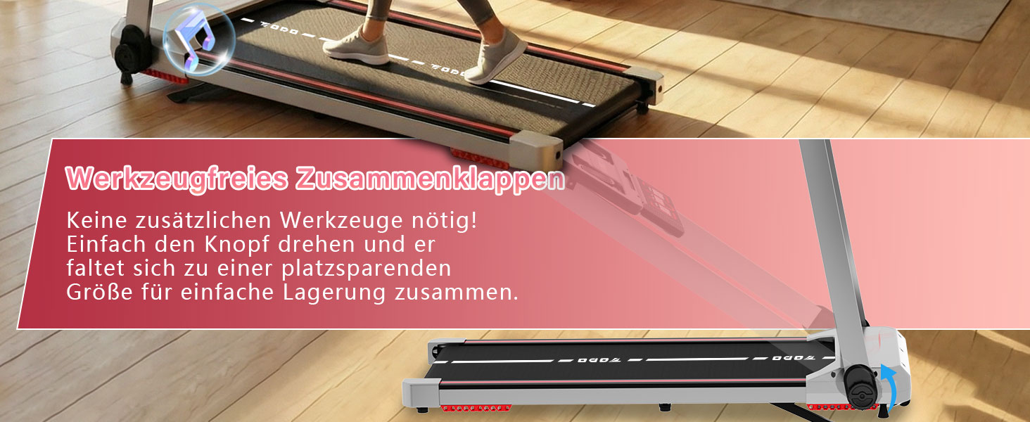 Біговий тренажер для дому з нахилом 10%, Walking Pad, складаний, 3.5HP, з Bluetooth, 12 програм, LED-дисплей, срібний