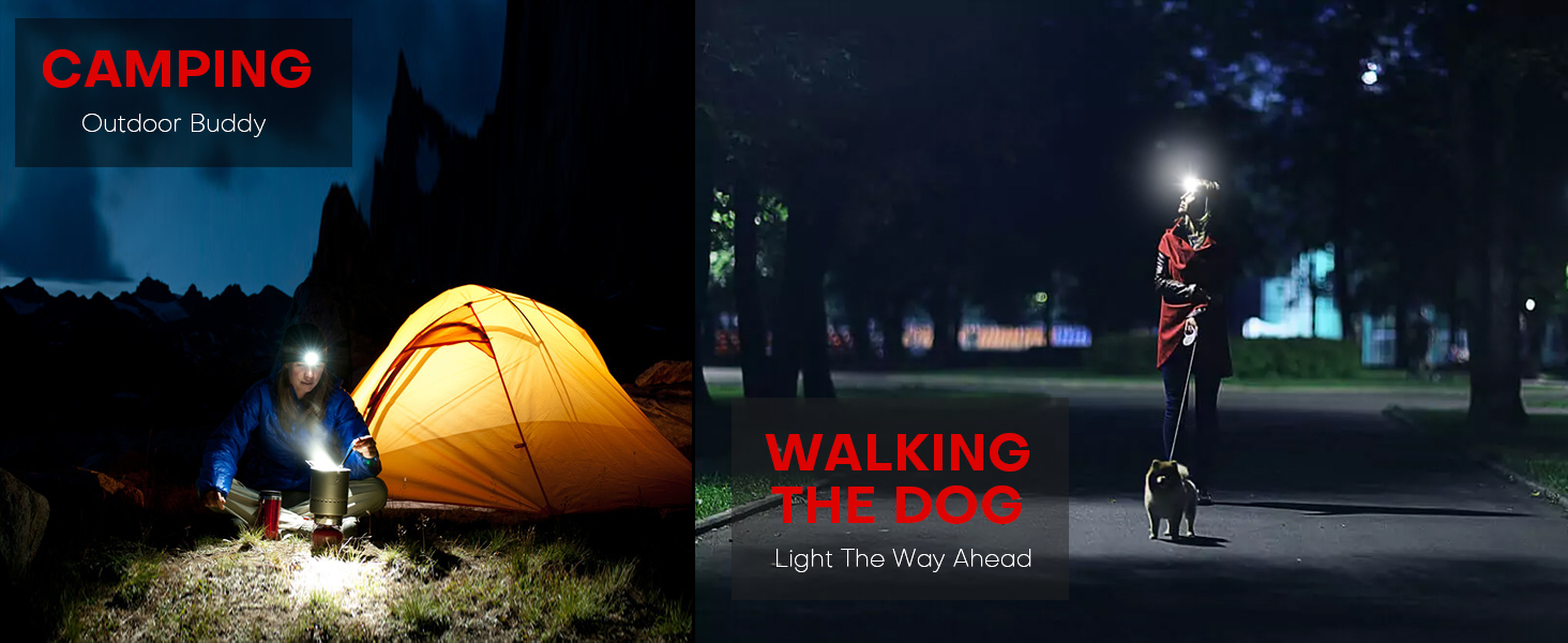 Ліхтар на лоб LED Sogdeco 5000 люмен, акумуляторний, IP68, сенсор, червоне світло, для кемпінгу та виживання