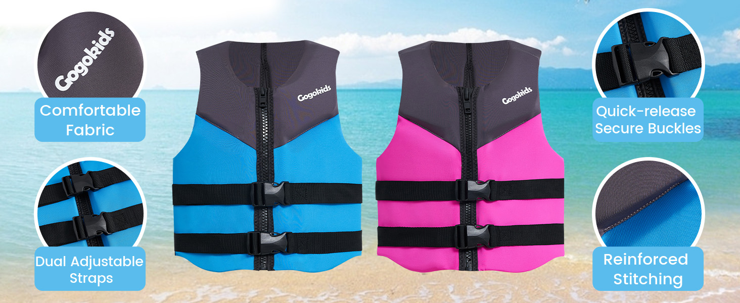 Дитячий жилет для плавання Gogokids Junior 30-50 кг, помаранчевий. Регульований, з неопрену, для каяку, SUP та басейну. 6-11 років