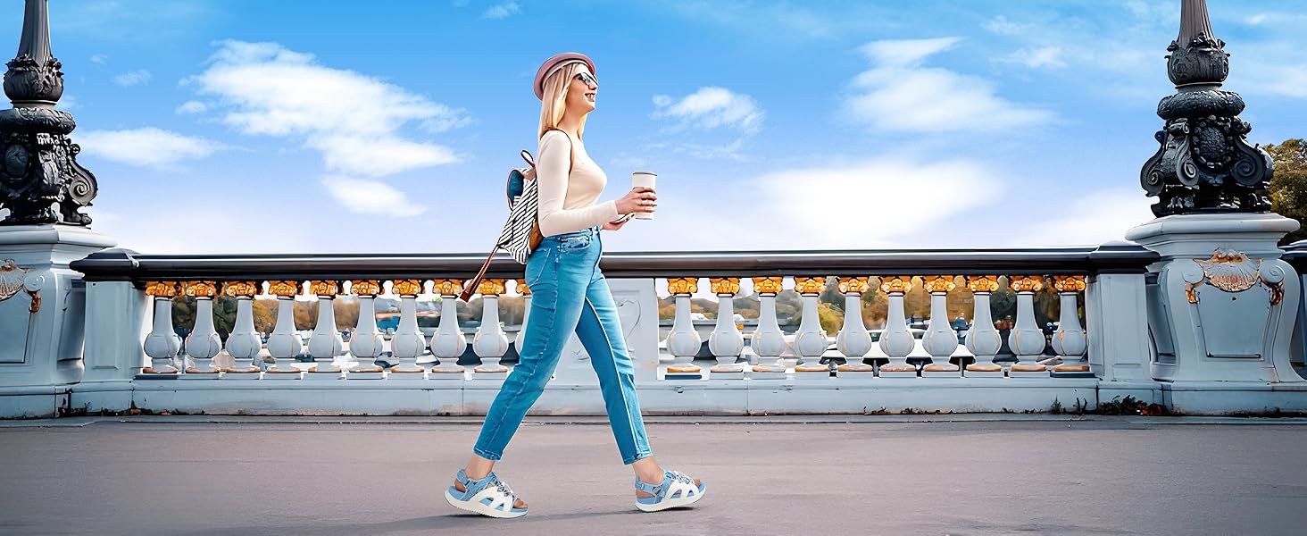 ONCAI Легкі сандалі для жінок, спортивні трекінгові сандалі з підтримкою стопи, ортопедичні для активного відпочинку, підходять при п'ятковому фасціїт, регульовані ремінці, розміри 36-43, чорний