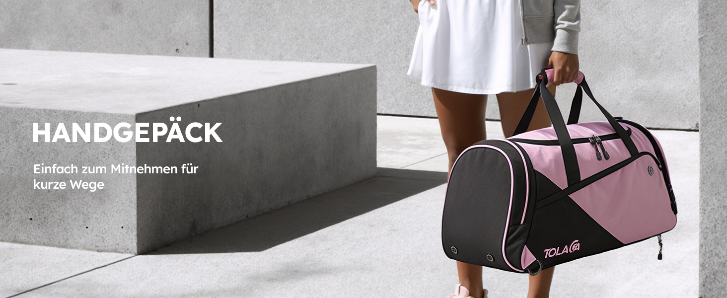 Спортивна сумка Tolaccea для чоловіків та жінок з відділенням для взуття та мокрих речей, рюкзак-дуffel для тренувань, фітнесу, басейну, подорожей (47л, чорно-рожевий)