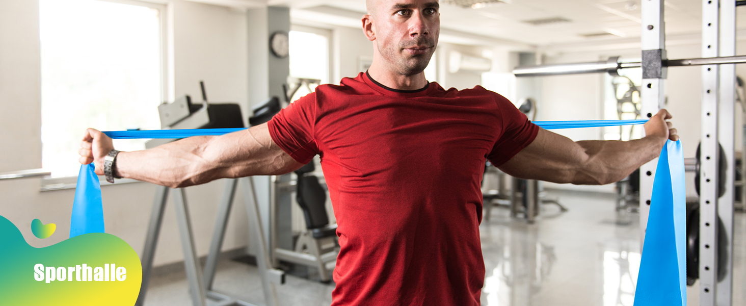 Набір фітнес-гумок 4 шт. (1.8M/2M), 4 рівні опору, постер з вправами, сумка для перенесення, інструкція, для йоги, пілатесу, м'язового розвитку, жовтий, червоний, зелений, синій