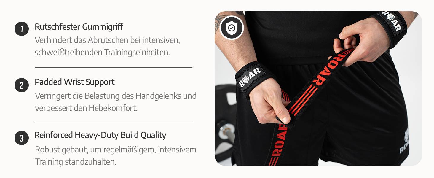 Roar® гучномовні ремені для силових тренувань, бодібілдингу, фітнесу - ремені для підйому штанги - для жінок та чоловіків сірого кольору