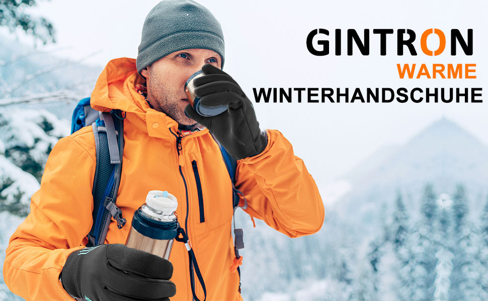 Чоловічі зимові рукавички GINTRON з екраном, термо рукавички, велосипедні рукавички, водонепроникні, вітрозахисні, для бігу, чорні