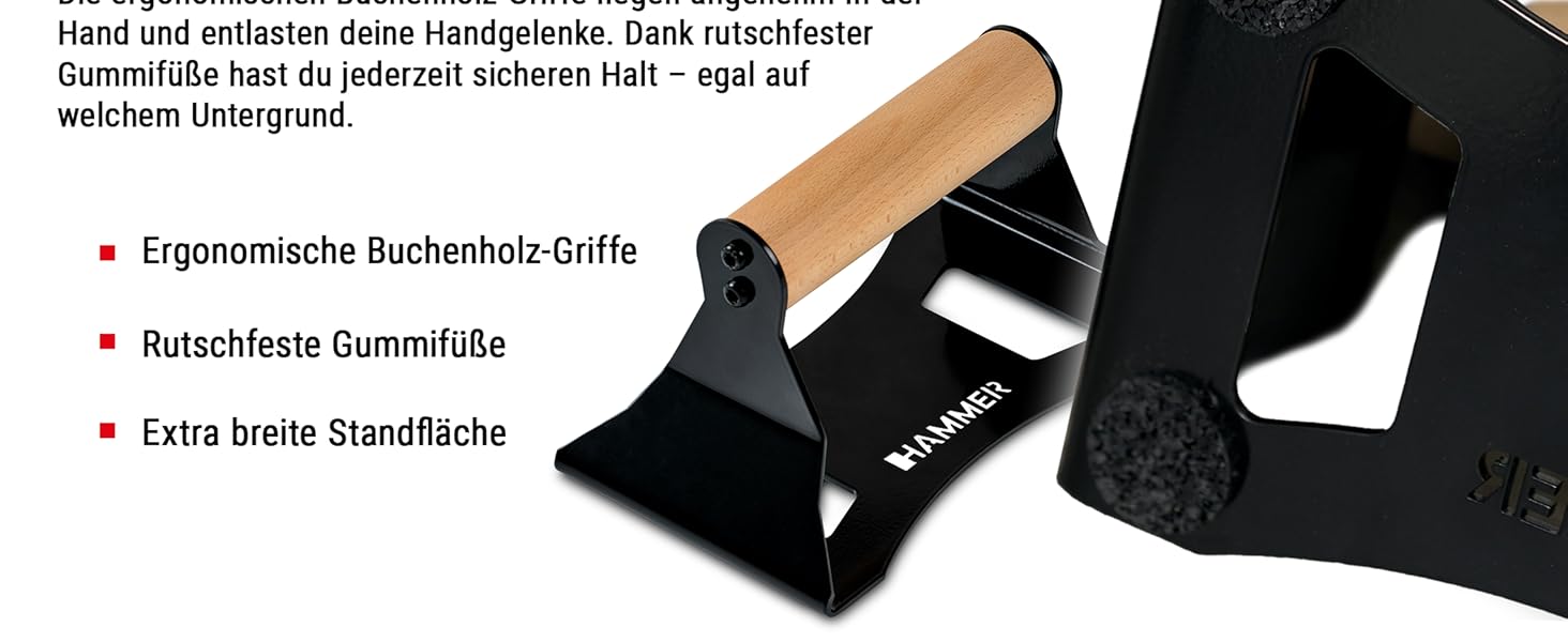 Ручки для віджимань HAMMER NorsK, 2 шт., бук, антиковзкі, ергономічні, для кросфіту та функціонального тренінгу