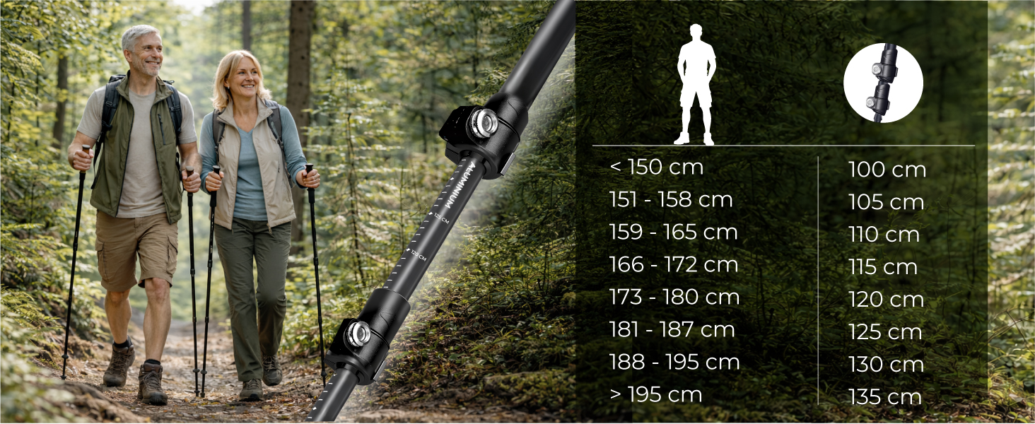 Телескопічні палиці для скандинавської ходьби та трекінгу Nordic Walking, ультралегкі, з натуральними корковими ручками, алюміній