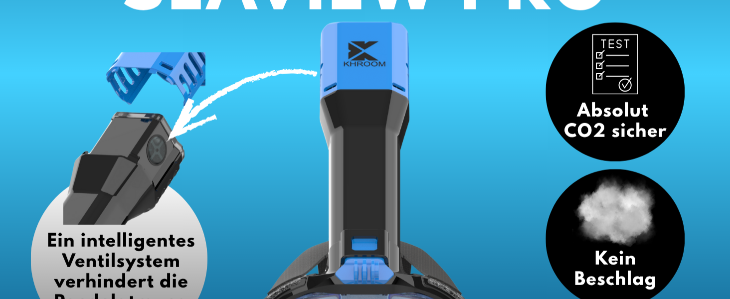 Маска для снорклінгу Khroom Seaview Pro для дорослих, повнолицьова, біла (L/XL) - безпечна CO2 захист