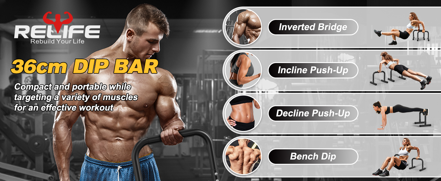 Стенд для віджимань та підтягувань RELIFE - регульована висота, чорний