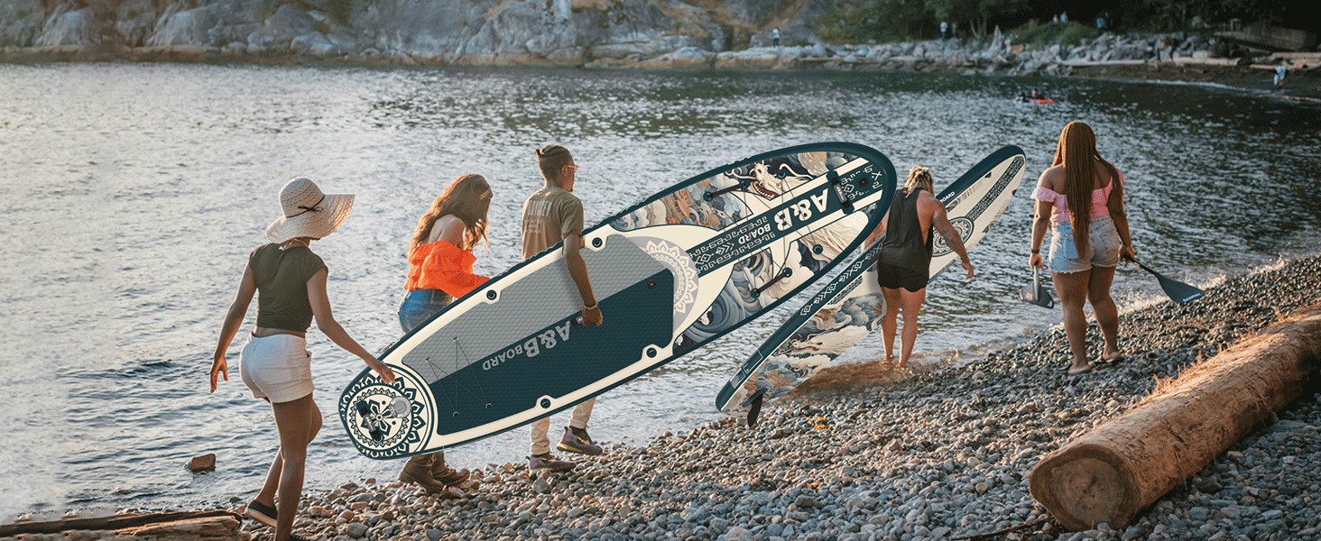 Надувний SUP-борд ABBOARD 335 см для двох осіб, зелений – комплект з преміум аксесуарами, вантажність 200 кг