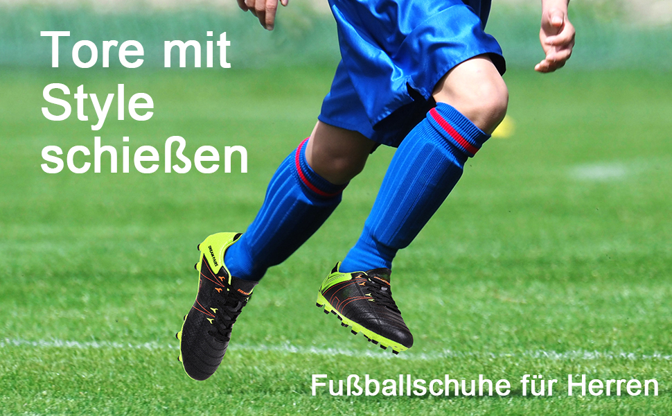 Чоловічі футбольні бутси DREAM PAIRS для тренувань та гри на траві. Професійні шипові бутси, чорний, зелений, червоний, 41 EU