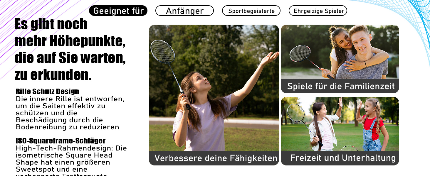 Набір для бадмінтона Senston: ракетки з карбону, сумка та 6 воланчиків, червоний/синій