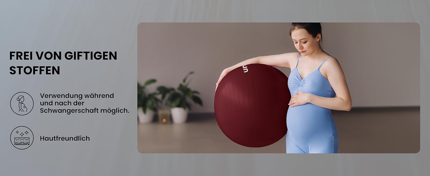 Фітбол Unycos 55/65/75 см: фітнес-м'яч для йоги, балансу, пілатесу та силових тренувань | З насосом, BPA-Free, антивибуховий | Колір: темно-рожевий