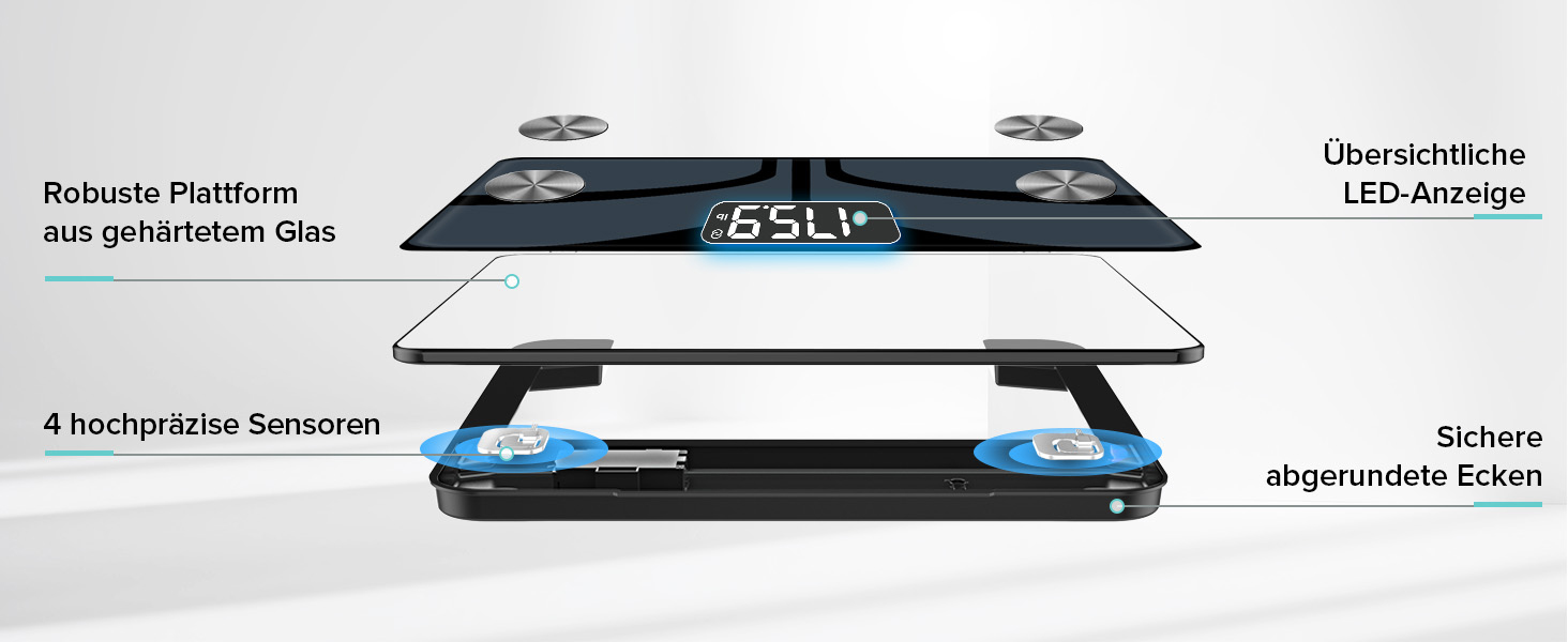 Ваги для тіла Posture з вимірюванням жиру, цифрові, 13 показників, шкала ваги з моніторингом BMI, синхронізація з додатками, до 180 кг