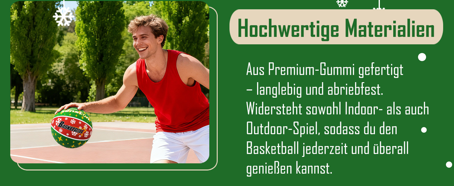 Баскетбольний м'яч Senston, розмір 7, з насосом, для гри на вулиці, антиковзаюча поверхня, відмінне зчеплення (червоний & зелений)