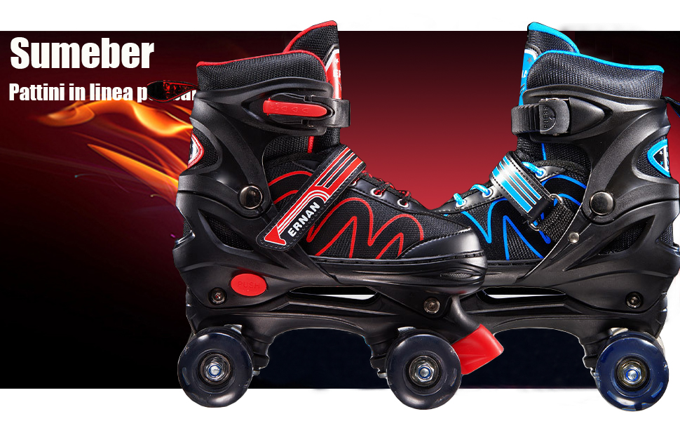 Дитячі ролики-інлайнери Flash: ролики для початківців, 4 колеса, регульовані, чорні (EU 34-38)