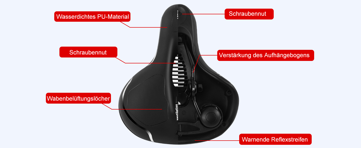 Сідло для велосипеда Cloud Comfort Pro Max з гелевою вставкою, широке, ергономічне, комфортне, дихаюче, амортизуюче, з водонепроникним покриттям