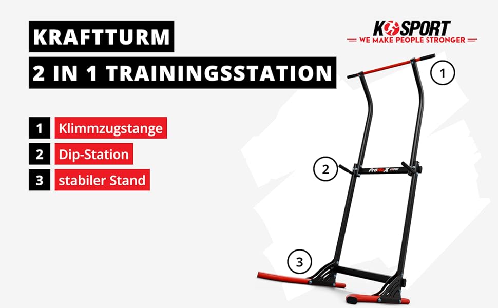 K-Sport Power Tower: турнік, силовий тренажер для дому | до 150 кг | багатофункціональний | для фітнесу та силових тренувань