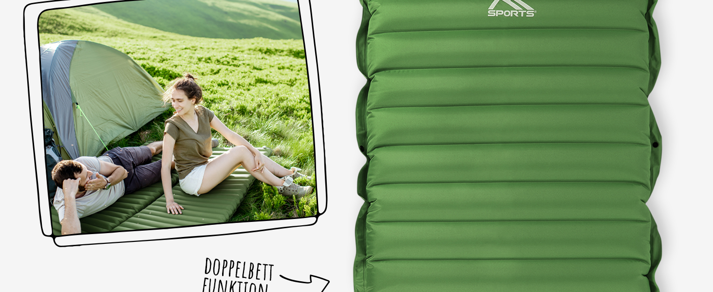 MSPORTS Килимок для кемпінгу Premium, Ultraleichte Isomatte для відпочинку на природі з насосом, вологостійкий для піших прогулянок, трекінгу та кемпінгу (Помаранчевий)