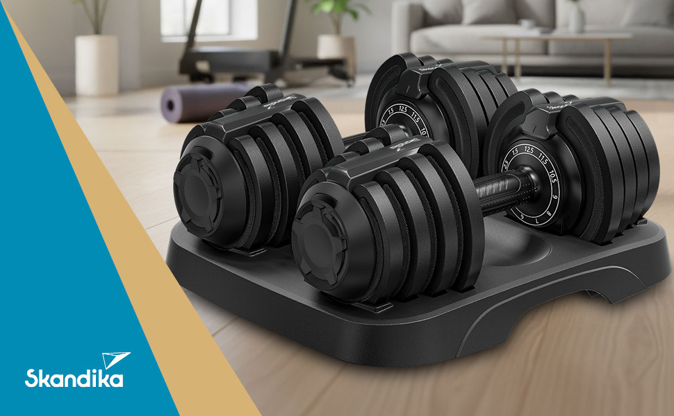 Набір гантелей Skandika Hanteln Paino: регульовані гантелі 1.5-24 кг, штанга, гиря, диски. Для дому та спортзалу. Набір 2x1.5-12.5 кг