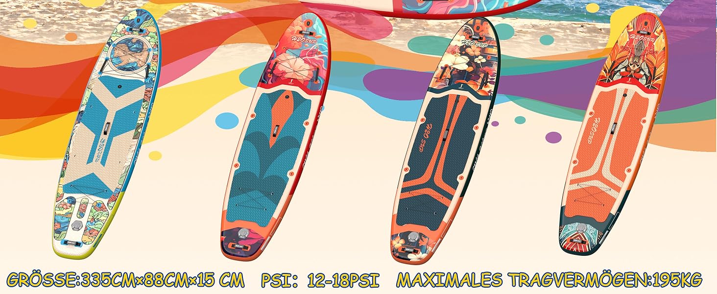 Надувний SUP дошка H2OSUP Stand Up Paddling Board - широка, з аксесуарами, для всіх рівнів, червона