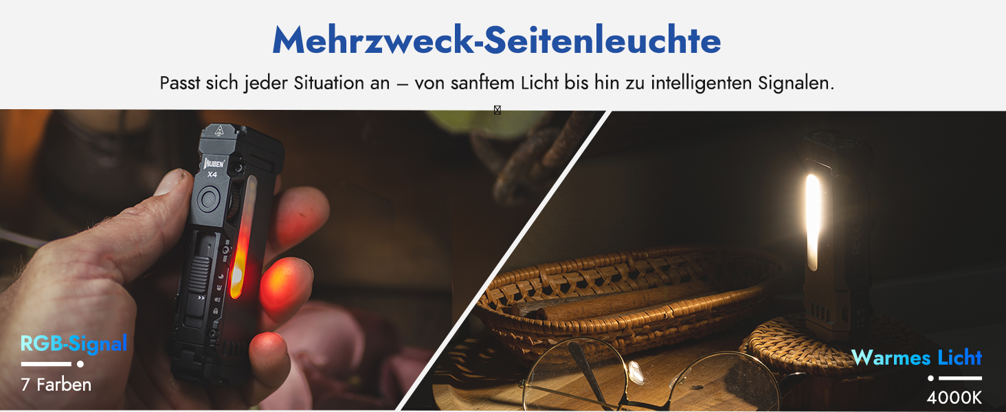 WUBEN X4 Mini LED ліхтарик з RGB підсвічуванням, 1500 люменів, IP68, тактичний, для кемпінгу та надзвичайних ситуацій, чорний