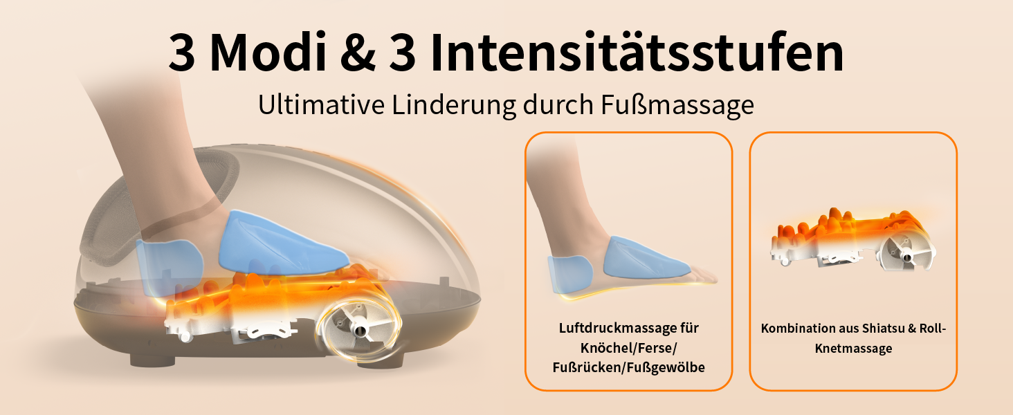 Електричний масажер для ніг Breo з підігрівом, Shiatsu, розминання та компресія, до 46 розміру взуття