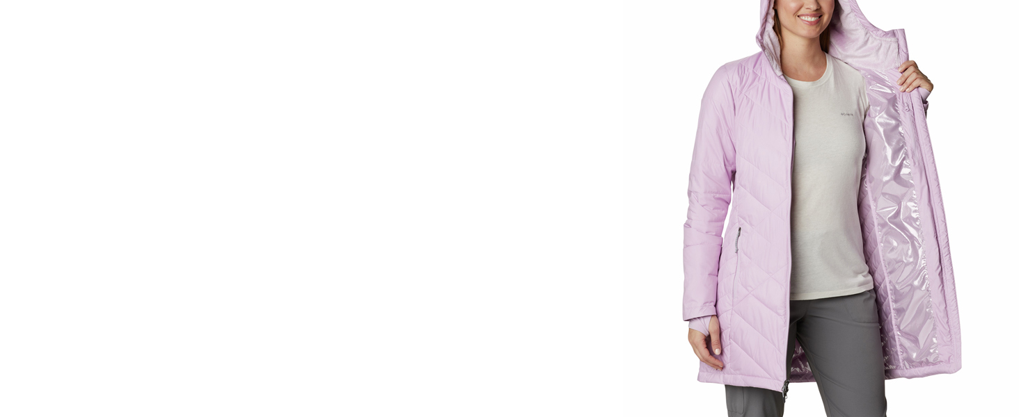 Жіноча зимова куртка-пальто Columbia First Generation Heavenly Long з капюшоном, темно-синя (Collegiate Navy), розмір XL