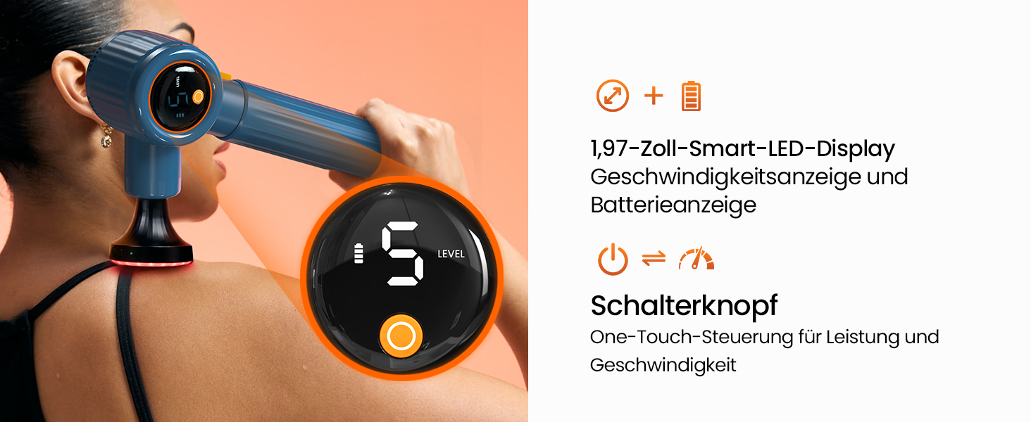 Масажний пістолет Napre з підігрівом та червоною світлотерапією для м'язів спини та шиї, з подовжувальною ручкою та 3 кутами нахилу