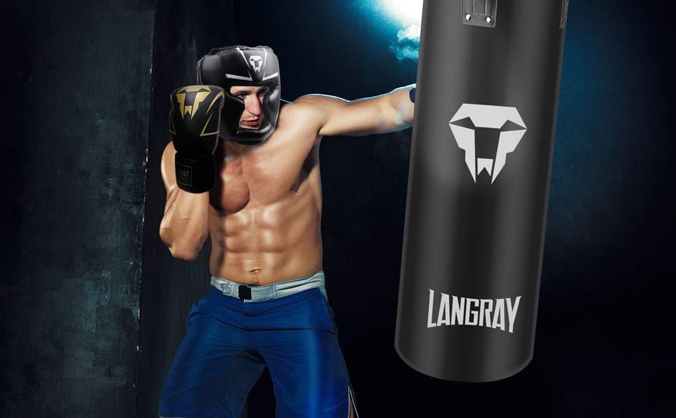 Захист голови LangRay Boxing для дітей дорослих, шкіряний боксерський шолом Тайський бокс Щиток для обличчя Високе поглинання ударів з ідеальним зором і хорошим поглинанням поту для бойових мистецтв ММА Бокс Кікбоксинг Спаринги L Black