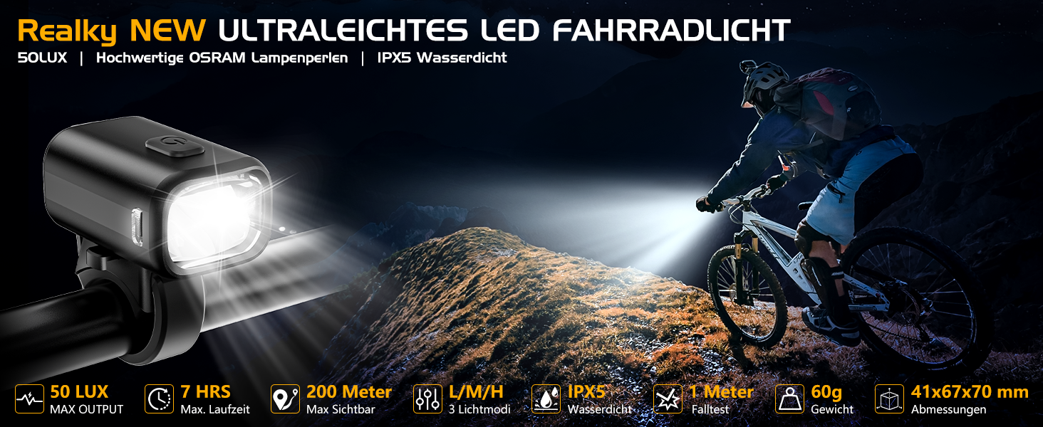 LED фара на велосипед з USB зарядкою, 1000mAh, StVZO, водонепроникна IPX5, для шосе, MTB, Ebike