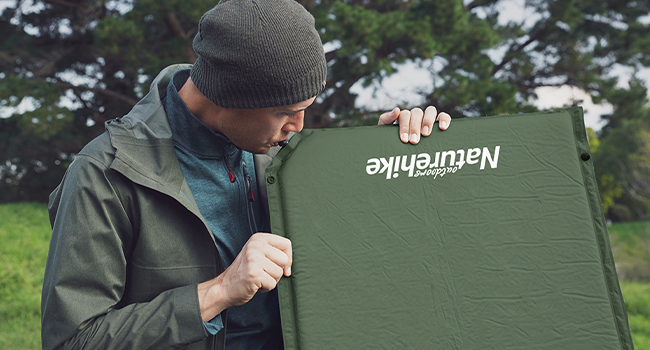 Naturehike Саморозкладаний килимок для сну 5 см, міцний туристичний килимок для кемпінгу, з'єднується з іншими, для наметів, гамаків, походів, сімейного кемпінгу | R-значення 4.8, зелений