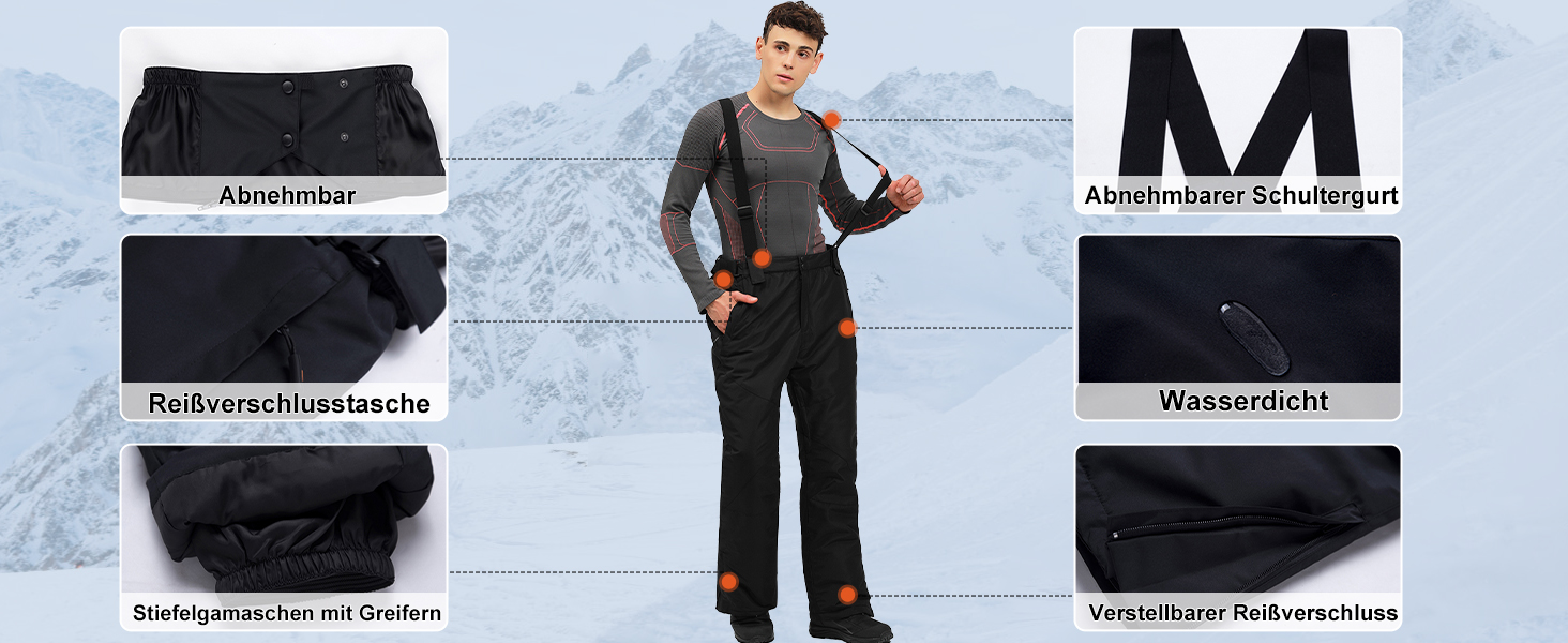 Сніговий костюм чоловічий HOUZONIY, комплект 2-в-1, теплий, вітронепроникний, чорний