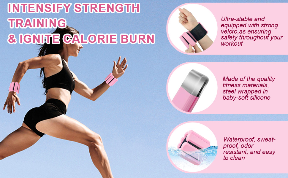 Набір вагів для зап'ястя та щиколоток, 1 кг, регульовані, для йоги, танців, пілатесу, кардіо, аеробіки, ходьби (2 шт.)