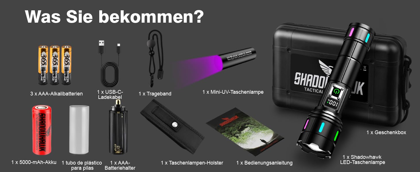 Ліхтар Shadowhawk XHM90.2 LED 1000000 Люмен, 30W, USB-C, IP67, LCD, чорний