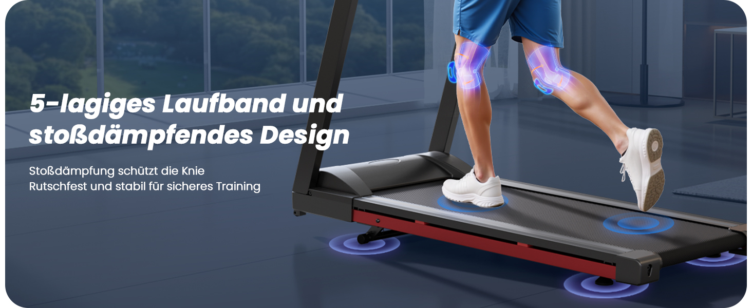 Бігова доріжка для дому 16 км/год, Walking Pad з нахилом 6%, бігове полотно 158 кг, велика площа бігу 112 * 42 см, тихе бігове полотно для дому та офісу, чорно-червоне