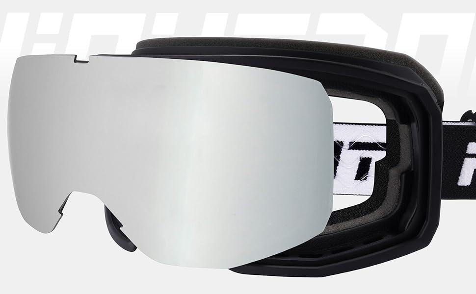 Скі-маска Hioutdoor для сноуборду та гірськолижного спорту: захист 100% від UV, антитуманне покриття, сумісна з шоломом, подвійна лінза, вітрозахист, комфортна підкладка, чорне обрамлення, червона лінза (VLT 15%)
