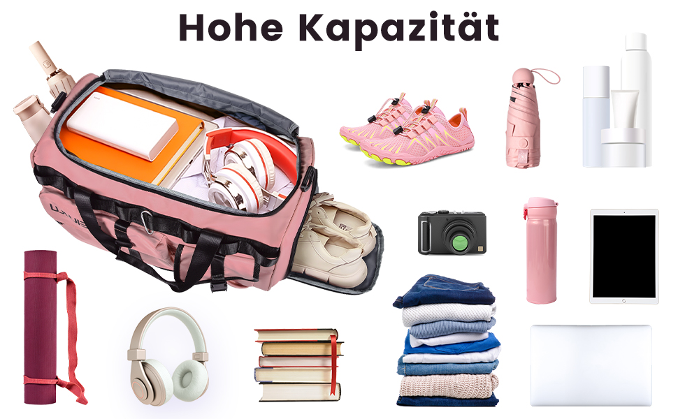 Спортивна сумка-рюкзак з водонепроникним відділенням і відсіком для взуття, універсальна жіноча та чоловіча сумка для подорожей, фітнесу, кемпінгу, тренувань, рожева