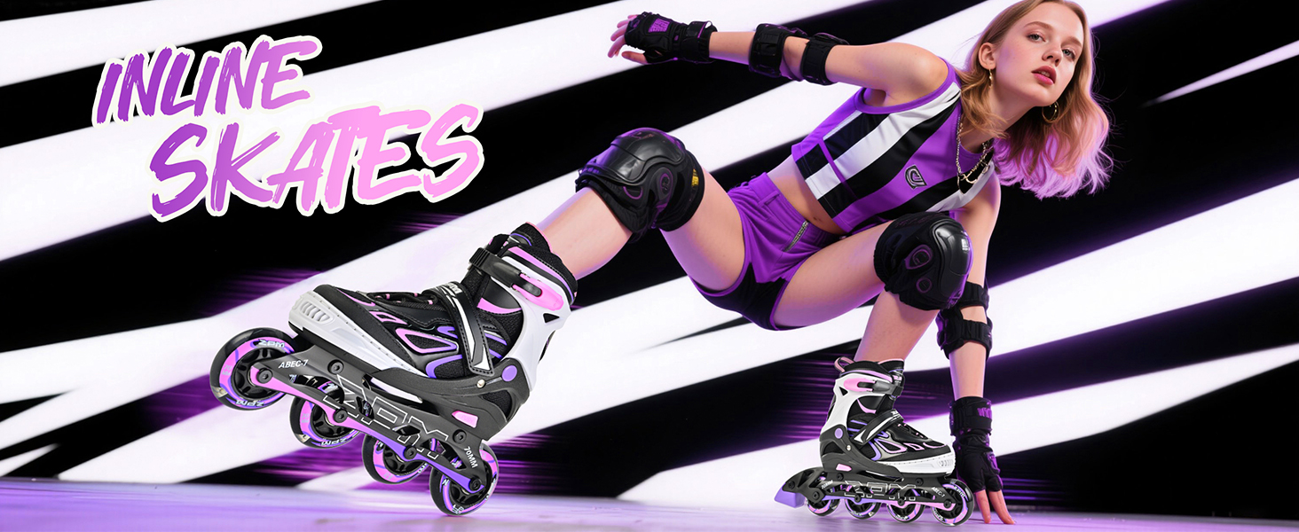 Інлайнери дитячі 2PM SPORTS регульовані, ролики для дівчаток/хлопчиків, розмір EU 37.5-41, фіолетовий