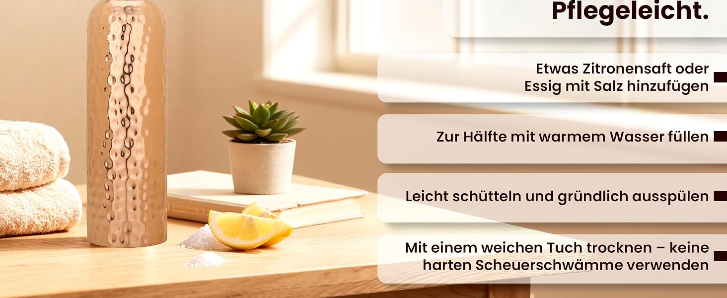 Куперна пляшка для води, 1000 мл, з кришкою та сумкою, витікає захищена, для йоги та офісу (1 шт., натуральний мідь)