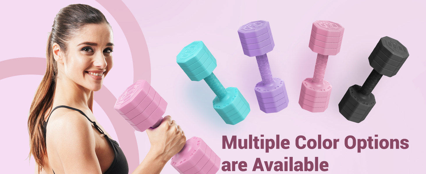 Набір гантелей Yoleo регульований 2/4 шт. для дому, 2 кг, 3 кг, 4 кг, 5 кг, з м'яким TPR-покриттям, для тренувань всього тіла (рожевий)