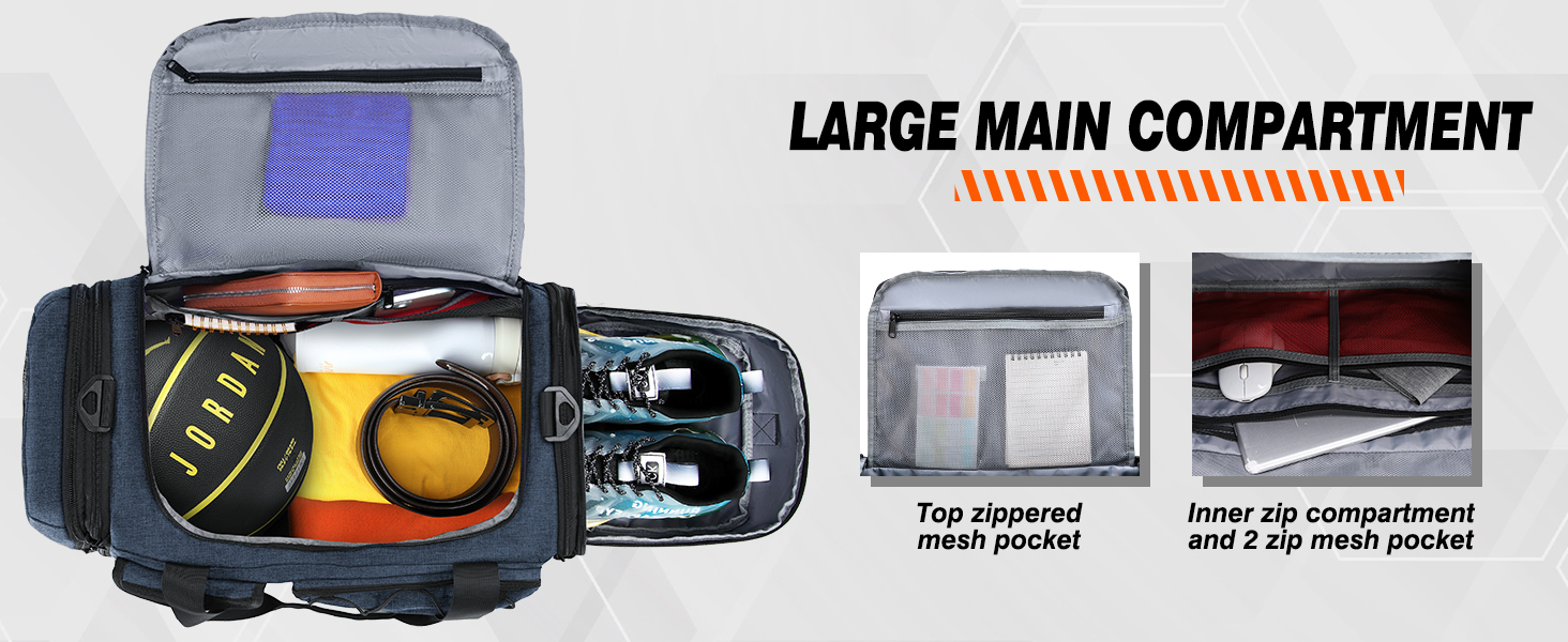 Спортивна сумка RAINSMORE 40L, водонепроникна, з відділенням для взуття, для чоловіків та жінок, чорна