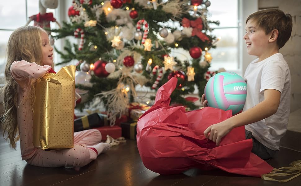 Волейбольний м'яч BYAOSUN для пляжу та залу, розмір 5, для початківців, підлітків та дорослих (зелений, рожевий)