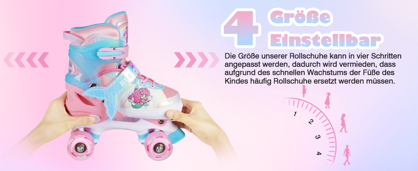 Дитячі ролики Kinder - регульовані, рожеві, для дівчаток та хлопчиків, 4 розміри, для початківців, для залу та вулиці (36-40 EU)
